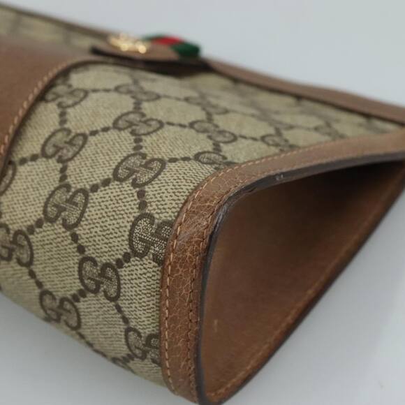 GUCCI GG Supreme Web Sherry Line Clutch Bag Pvc Beige Red 89 01 032 - Picture 7 of 16